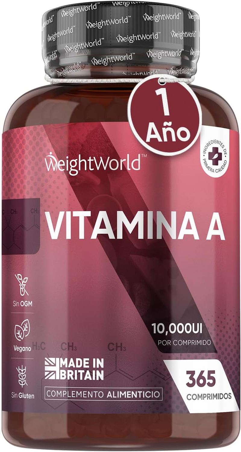 Vitamina a 10000 UI – 365 Comprimidos – Para La Vista, Sistema Inmunitario, Piel Y Hierro – Acetato De Retinol Suplemento De Alta Potencia Para 1 Año De Suministro, Vegano, Sin Lactosa Y Sin OGM